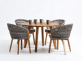 Conjuntos de comedor de jardín de madera y cuerda 115x115x74 cm - madera natural-gris oscuro - estilo moderno