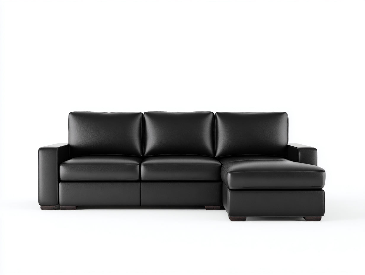 Sofás de esquina de piel sintética 245x160x78 cm - negro - estilo moderno