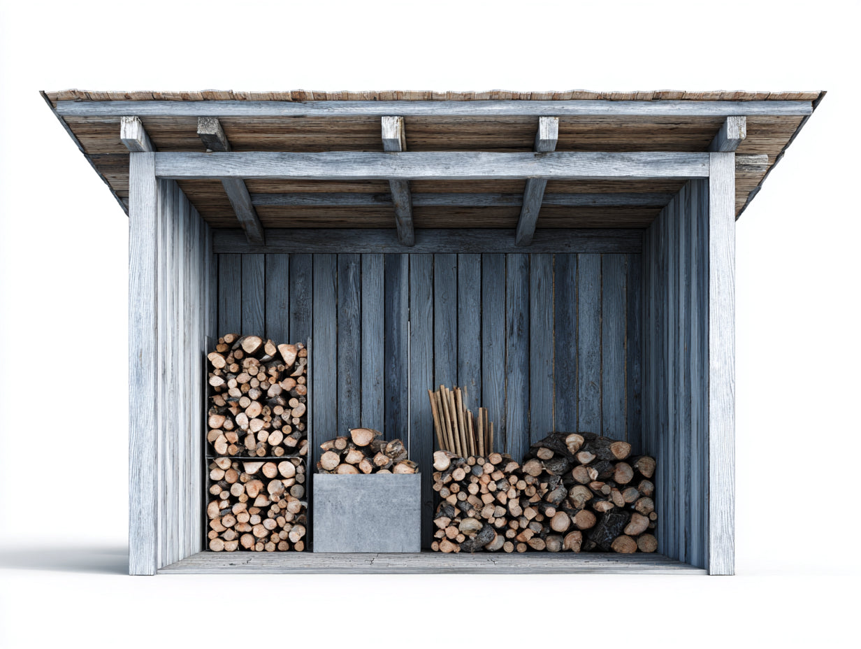 Leñero de jardín de madera 220x80x170 cm - gris-madera natural - estilo rústico