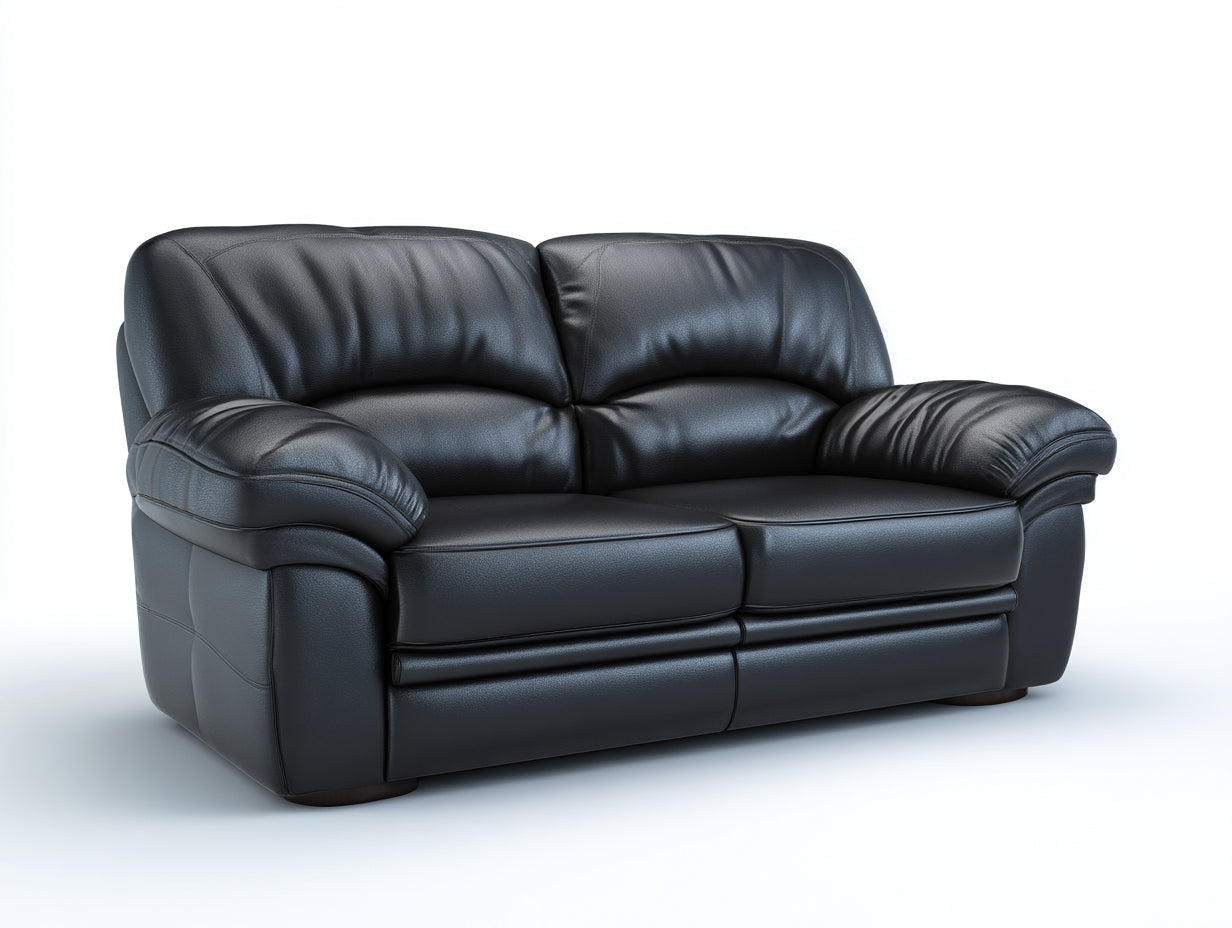 Sofás lineales de cuero sintético 170x88x86 cm - negro con reposabrazos acolchados - diseño moderno para salón