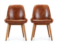Sillas de comedor madera y cuero 55x58x80 cm marrón diseño moderno conjunto 2 unidades