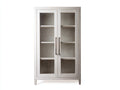 Vitrinas de madera con puertas de vidrio 80x40x180 cm - blanco envejecido - estilo clásico