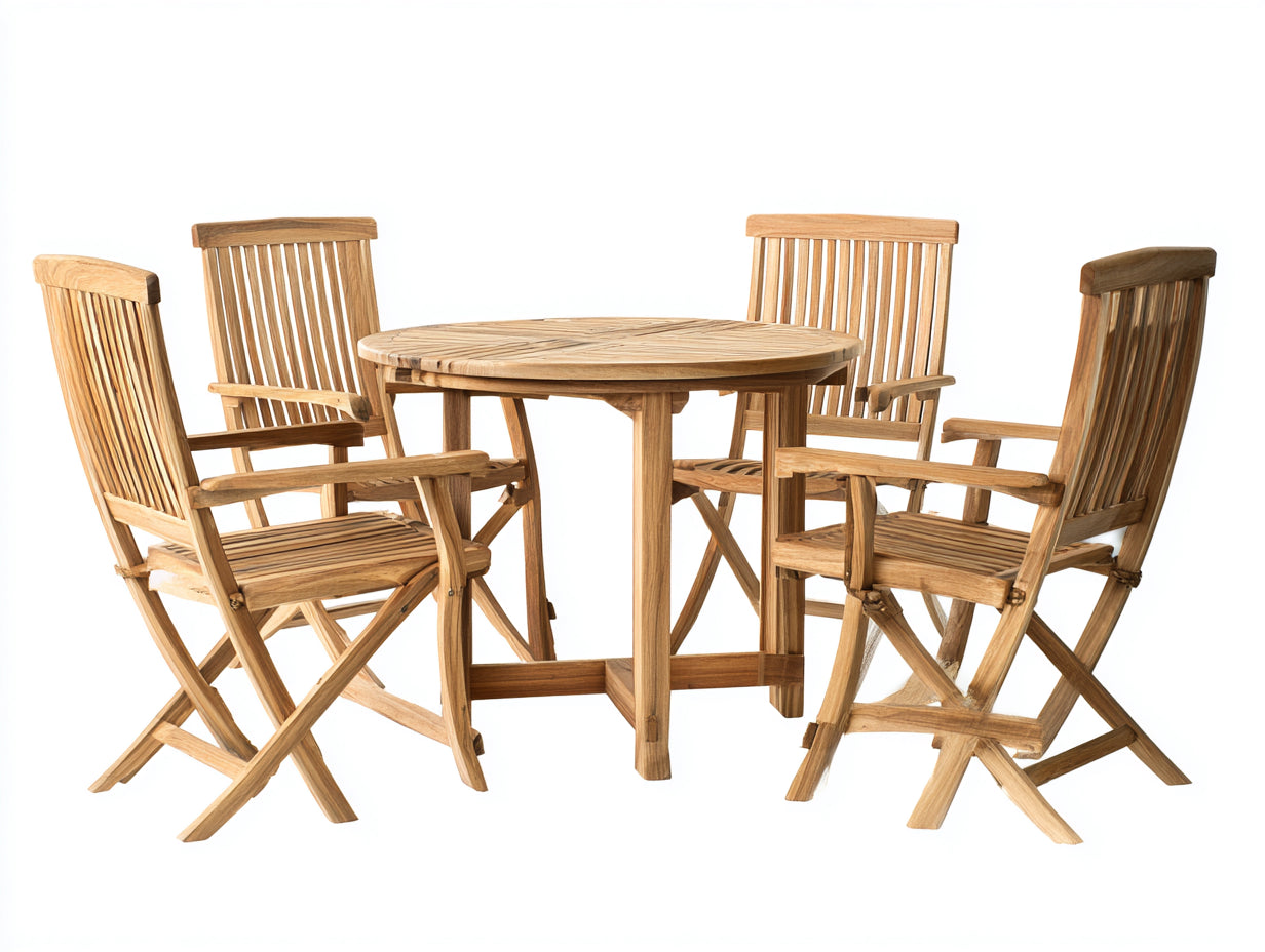 Conjuntos de comedor de jardín madera plegable 120x120x75 cm natural para exterior estilo clásico