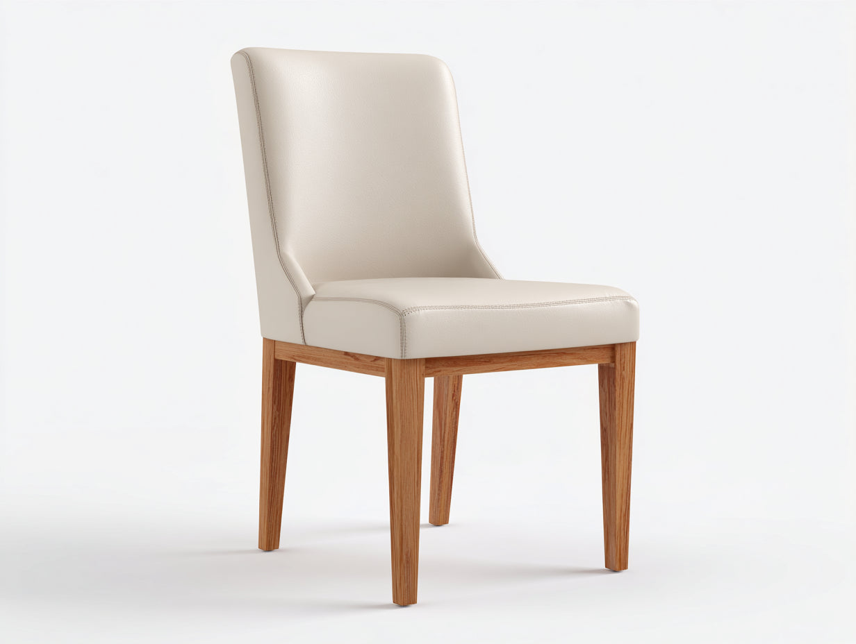 Sillas de comedor tapizadas en piel sintética 48x56x88 cm - crema-madera natural - estilo moderno