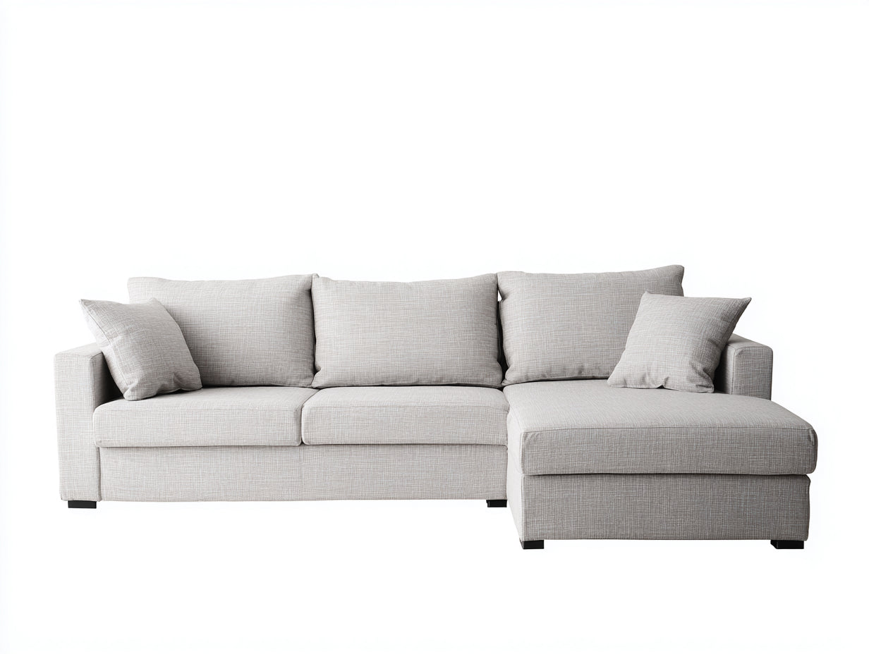 Sofás de esquina de tela 245x165x78 cm - gris claro - estilo moderno