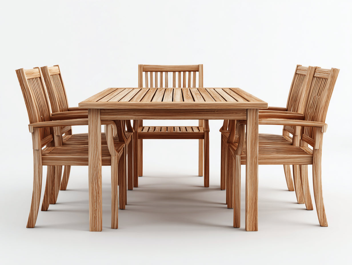 Conjuntos de comedor de jardín madera 150x90x75 cm natural diseño rectangular