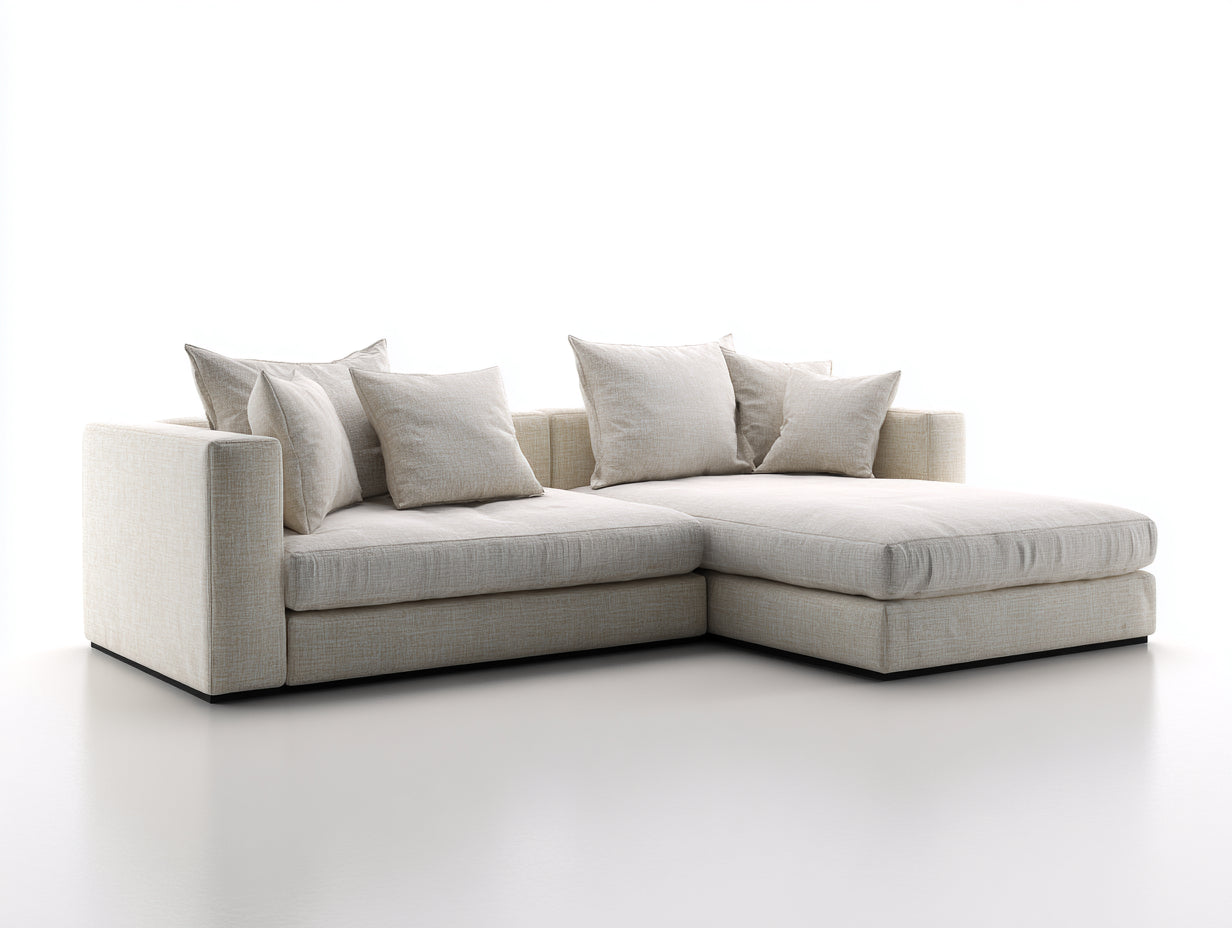 Sofás de esquina tela 260x170x85 cm beige diseño moderno