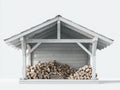Leñero de jardín de madera 250x85x205 cm - blanco-gris - estilo rústico