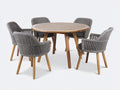 Conjuntos de comedor de jardín ratán y madera 120x120x75 cm gris-natural para exterior estilo moderno