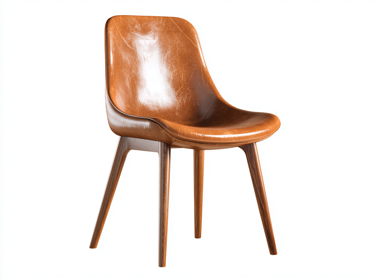 Sillas de comedor tapizadas en piel sintética 46x55x83 cm - marrón-madera natural - estilo vintage
