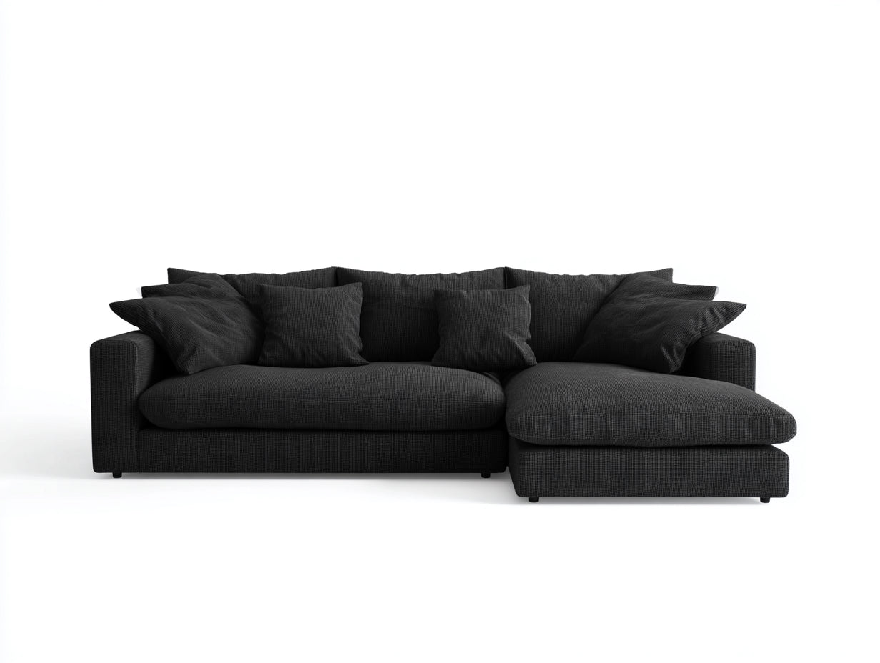 Sofás de esquina de tela 260x170x75 cm - negro - estilo moderno