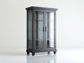 Vitrinas de madera y vidrio 90x42x155 cm - negro-plateado - para salón y comedor diseño clásico