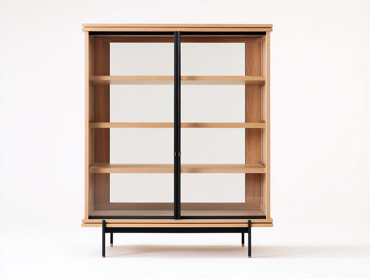 Vitrinas madera metal y vidrio 100x38x150 cm marrón-negro diseño industrial
