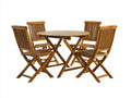 Conjuntos de comedor de jardín de madera 105x105x74 cm - marrón natural con sillas plegables - diseño clásico para exterior