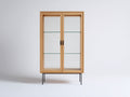 Vitrinas madera metal y vidrio 85x35x140 cm marrón-negro diseño moderno