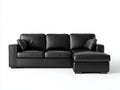 Sofás de esquina cuero sintético 255x155x80 cm negro diseño contemporáneo
